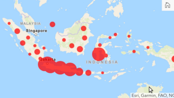 Peta sebaran COVID-19 di Indonesia