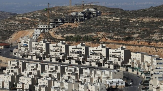 Ilustrasi Pemukiman Israel, Givat Zeev, di dekat kota Ramallah, Palestina, di Tepi Barat. 