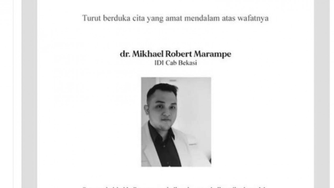 IDI ucap belasungkawa untuk dr Mikhael Robert Marampe