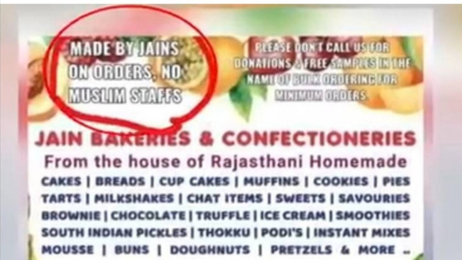 Iklan toko roti di India yang menyinggung umat Muslim. 