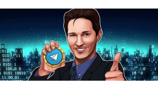 Pendiri Telegram Pavel Durov dengan Uang Kripto Gram.