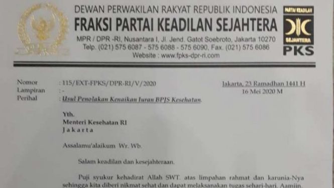 PKS kirim surat ke pemerintah minta batalkan kenaikan iuran BPJS Kesehatan