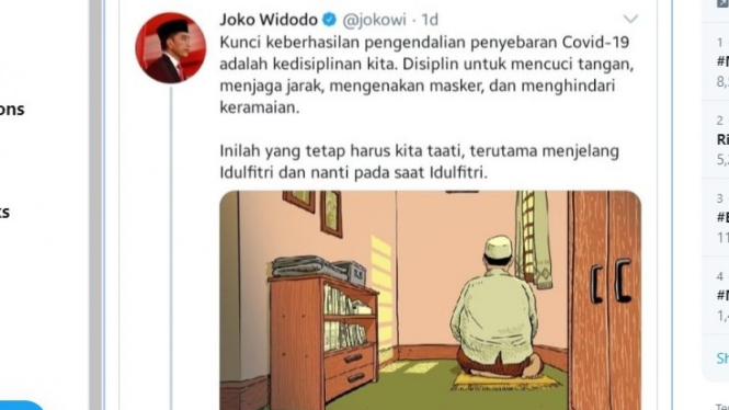 Postingan Jokowi ilustrasi pria salat