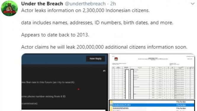 Dugaan data kependudukan Indonesia bocor di situs peretas