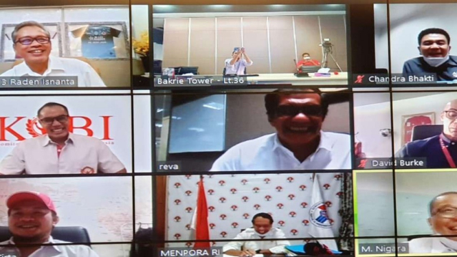 Rapat virtual Ketua KOBI, Anindra Ardiansyah Bakrie dengan Menpora, Zainudin Amali