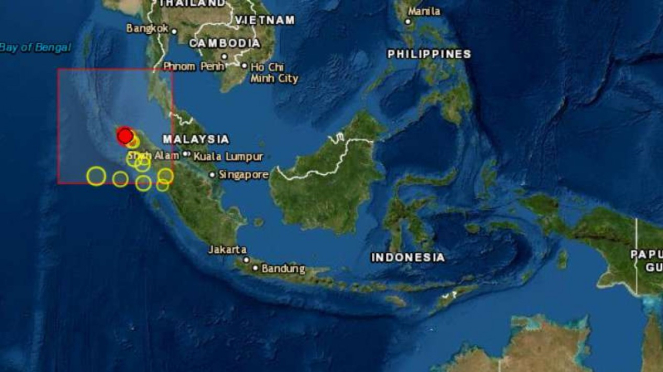 Peta lokasi gempa Aceh.