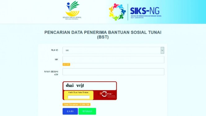 Situs resmi cek data penerima Bantuan Sosial Tunai (BST)