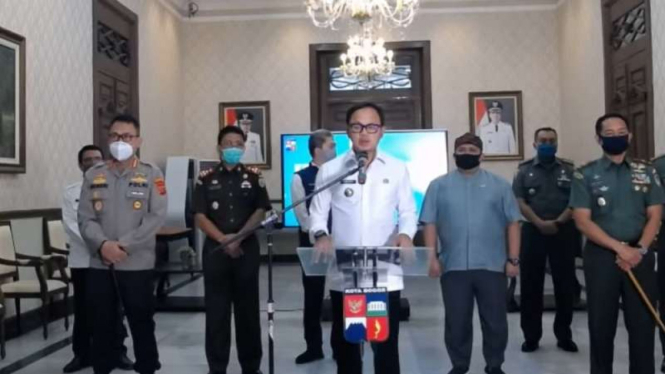 Wali kota Bogor Bima Arya dalam keterangan pers melalui konferensi video di Balai Kota Bogor, Kamis, 4 Juni 2020.