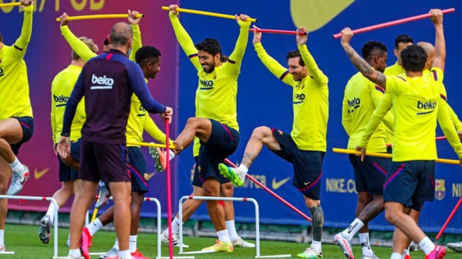 Lionel Messi kembali latihan bersama tim Barcelona