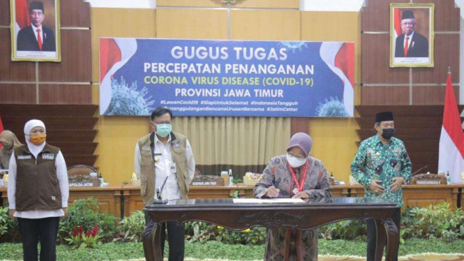 Komitmen bersama tiga pimpinan daerah jalani masa transisi di Surabaya Raya