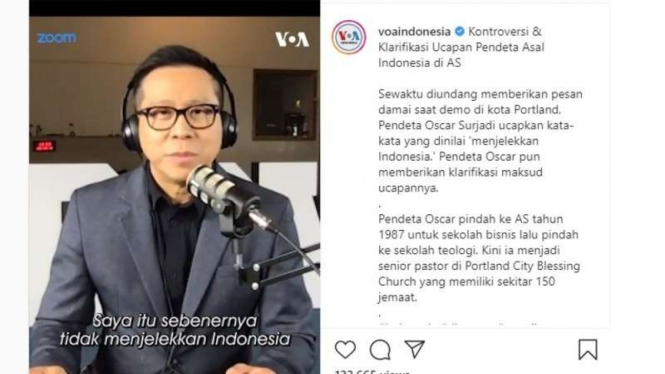 Oscar Surjadi dalam wawancara dengan Voice of America Indonesia (VOA Indonesia).