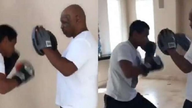 Miguel Leon Tyson berlatih dengan ayahnya, Mike Tyson.