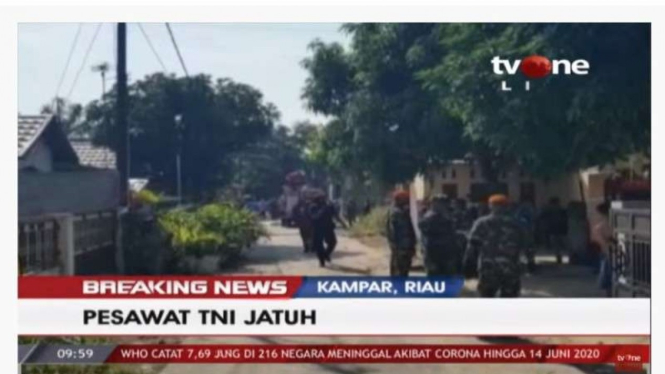 Breaking news pesawat TNI AU jatuh di Kampar, Riau.