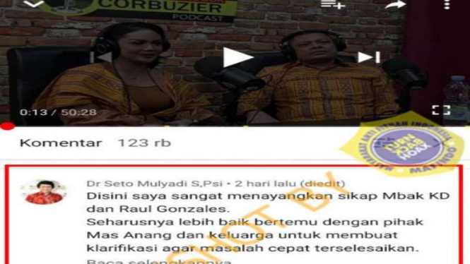 Akun Youtube bernamakan Dr Seto Mulyadi S,Psi komentari youtube Deddy Corbuzier