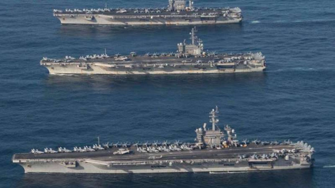 VIVA Militer: Tiga kapal induk Angkatan Laut Amerika Serikat (US Navy)