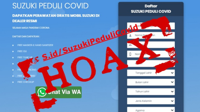 Informasi hoax soal promo otomotif Suzuki