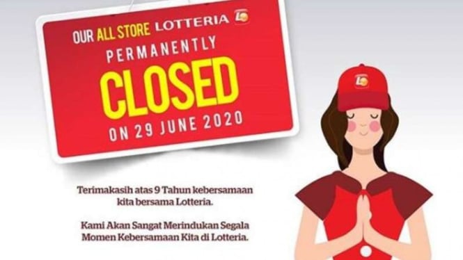 Lotteria Indonesia tutup permanen