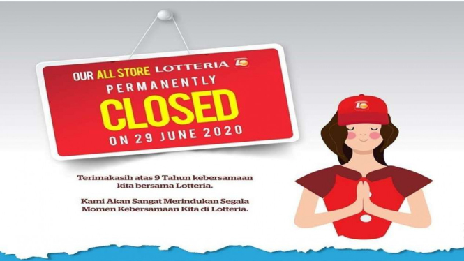 Restoran Lotteria menutup semua gerai di Indonesia pada 29 Juni