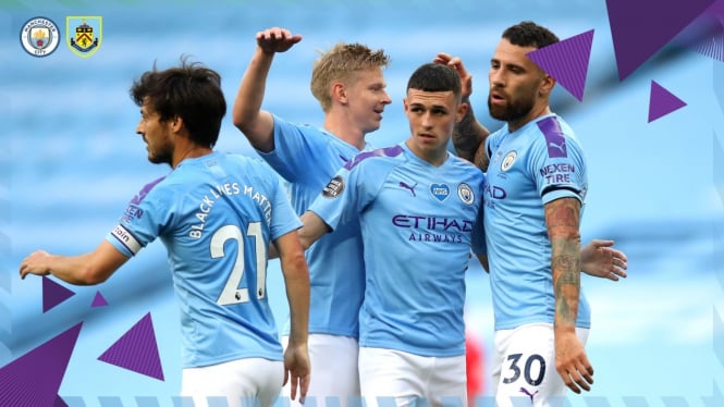 Pemain Manchester City merayakan gol