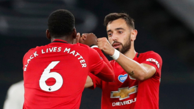 Duet gelandang MU, Paul Pogba dan Bruno Fernandes