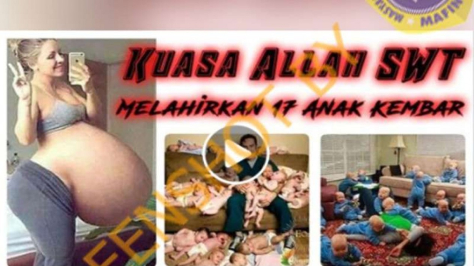 Hoax video melahirkan 17 anak kembar