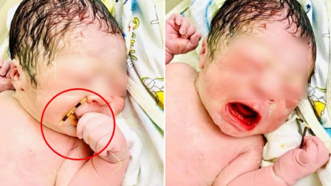 Foto viral, bayi lahir genggam KB IUD/alat kontrasepsi.