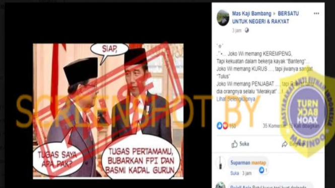 Hoax perintah pertama Prabowo dari Presiden Jokowi