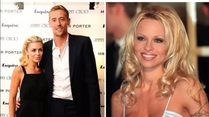 Peter Crouch bersama istrinya, Abbey Clancy dan Pamela Anderson