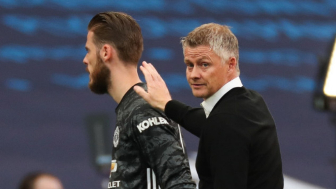 Manajer Manchester United, Ole Gunnar Solskjaer, dan David De Gea