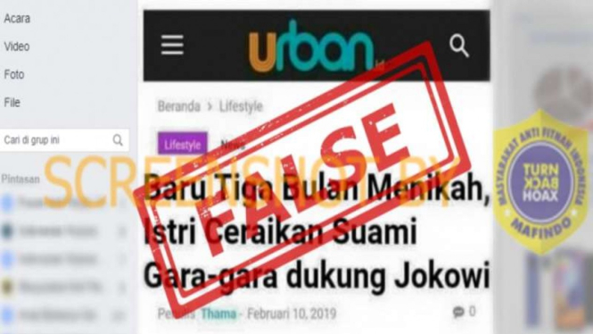 Hoax istri ceraikan suami gara-gara dukung Jokowi