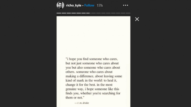 Instagram story Richard Kyle.