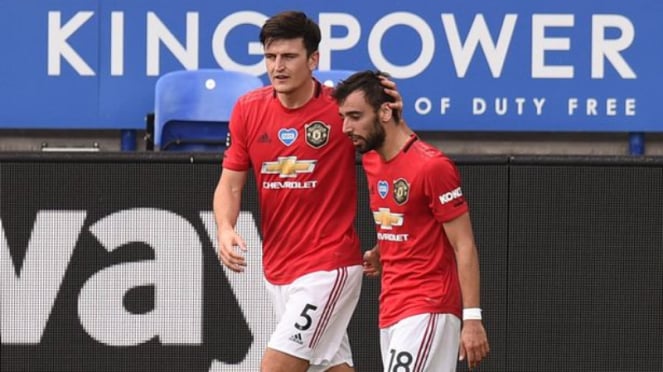 Dua bintang Manchester United, Harry Maguire dan Bruno Fernandes