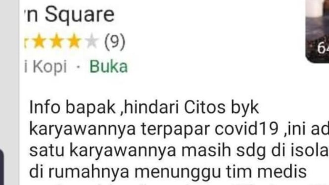 Viral Citos diisukan rawan COVID-19