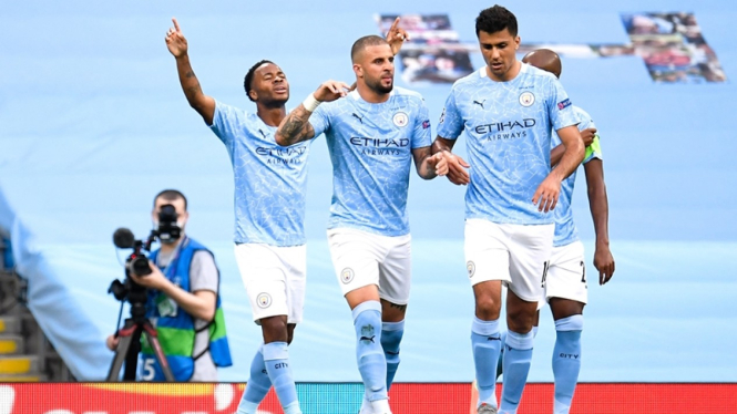 Pemain Manchester City saat menang melawan Real Madrid