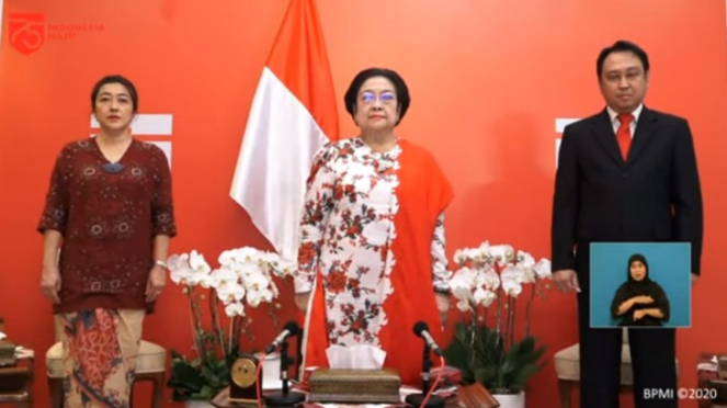 Megawati Soekarnoputri hadir secara daring saat HUT RI di Istana Negara