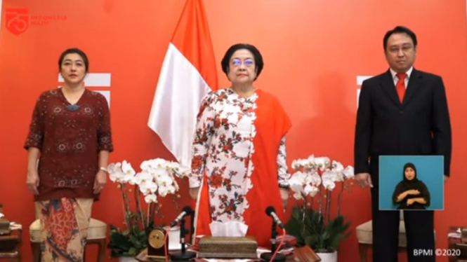 Megawati Soekarnoputri hadir secara daring saat HUT RI di Istana Negara