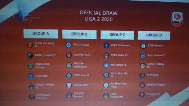 Pembagian grup Liga 2 2020