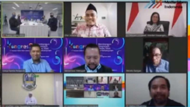 Kongres Asosiasi Media Siber Indonesia (AMSI) kedua secara virtual.