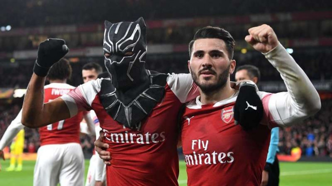 Bomber Arsenal, Pierre Emerick Aubameyang lakukan selebrasi wakanda forever