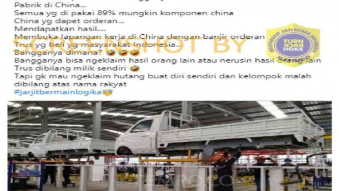 Akun Facebook Kanda menyebut pabrik mobil Esemka di China.