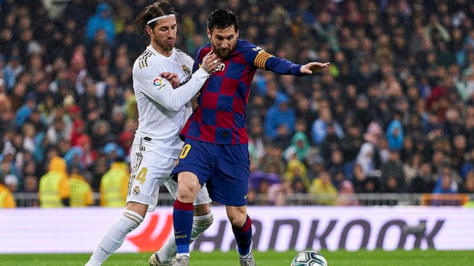 Duel Lionel Messi melawan Sergio Ramos di laga Barcelona versus Real Madrid