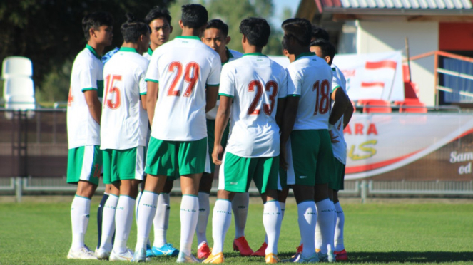 Skuad Timnas Indonesia U-19 di laga kontra Bulgaria