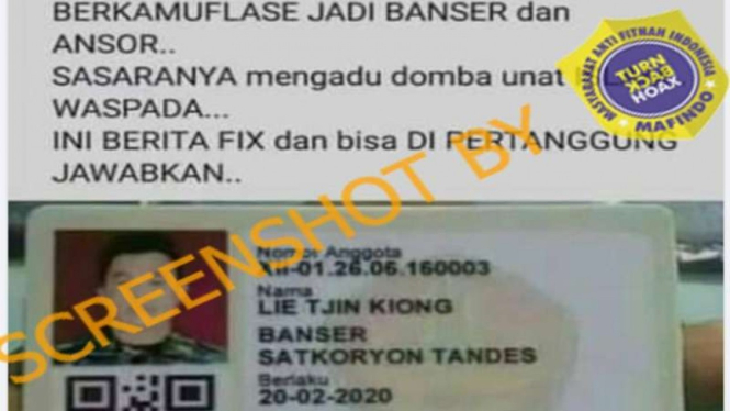 Hoax tentara RRC berkamuflase jadi Banser