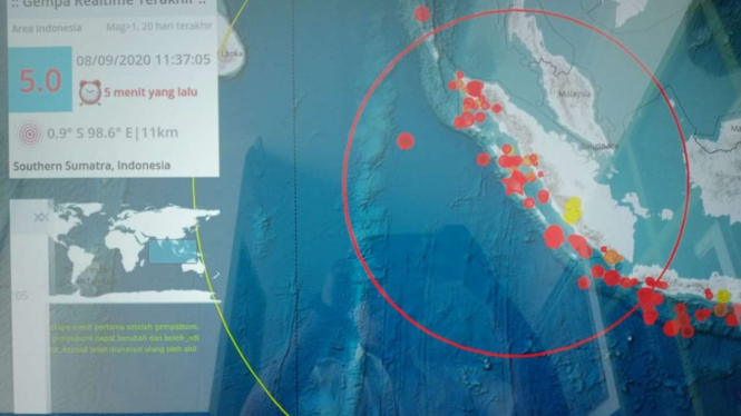 Lokasi gempa di Mentawai