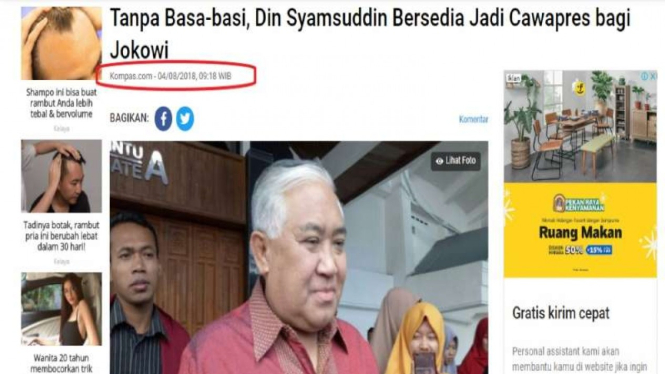 Hoax Din Syamsuddin bersedia jadi cawpres Jokowi