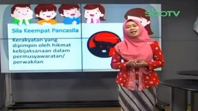 Viral Sila Keempat Bergambar Logo PDIP di Video Belajar Daring Surabaya