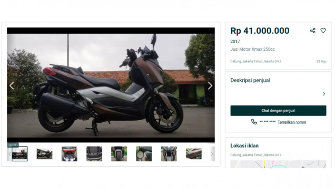 Sepeda motor Yamaha XMax bekas dijual online