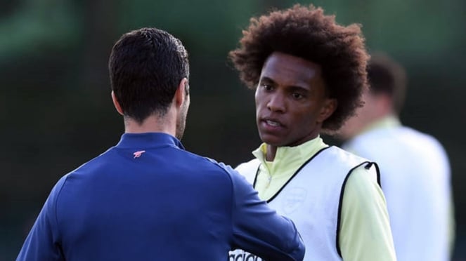 Willian dalam latihan Arsenal