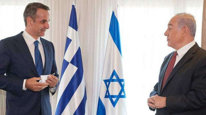 VIVA Militer: Kyriakos Mitsotakis (kiri) dan Benjamin Netanyahu
