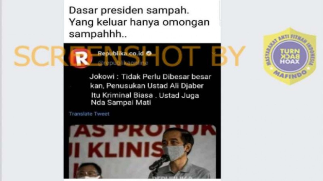 Hoax Jokowi sebut kasus Syekh Ali Jaber kriminal biasa